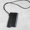 iPhone 真皮簡約經典黑色掛繩式皮套保護套