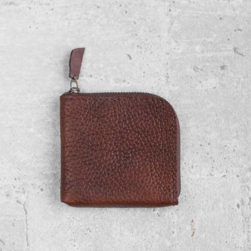 深咖啡色立體紋牛皮零錢包皮夾