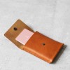 黃棕色真皮手工簡約名片夾