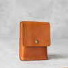 黃棕色真皮手工簡約名片夾