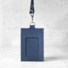 海軍藍真皮手工直式證件卡