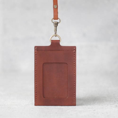淡棕色真皮直式證件卡套