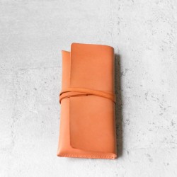 植鞣淡焦糖牛皮真皮大筆袋