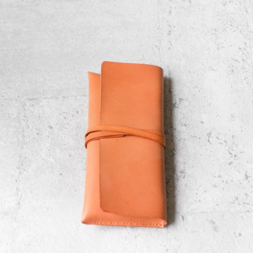 植鞣淡焦糖牛皮真皮大筆袋