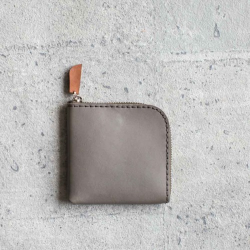 大象灰真牛皮手工零錢包皮夾