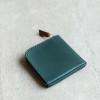 湖綠色植鞣真牛皮手工零錢包皮夾
