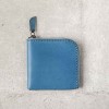 灰藍植鞣真牛皮手工零錢包皮夾