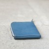 灰藍植鞣真牛皮手工零錢包皮夾