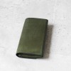 簡約深綠復古舊感真牛皮長夾皮夾