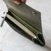 簡約深綠復古舊感真牛皮長夾皮夾