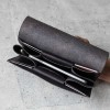 鐵灰色真皮手工簡約長夾