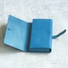 土耳其藍色真皮手工簡約長夾票卡夾