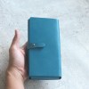 土耳其藍色真皮手工簡約長夾票卡夾