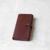 深咖啡色真皮手工簡約長夾票卡夾