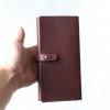 深咖啡色真皮手工簡約長夾票卡夾