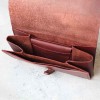 深咖啡色真皮手工簡約長夾票卡夾