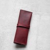 深酒紅色牛皮真皮筆袋