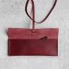 深酒紅色牛皮真皮筆袋