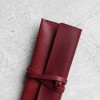 深酒紅色牛皮真皮筆袋