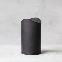 植鞣皮革簡約鐵灰色筆筒