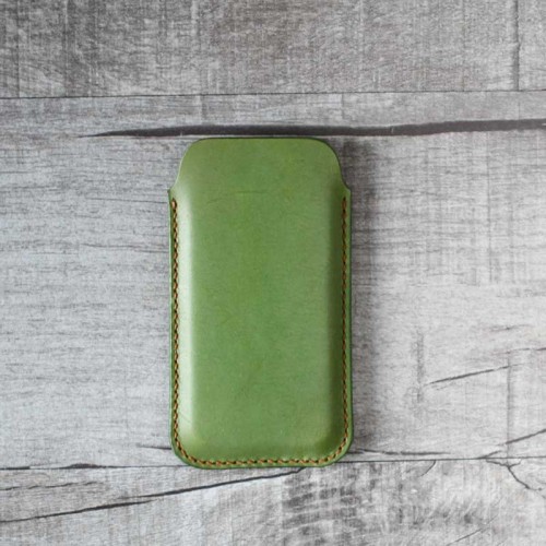iPhone 淺草綠手工牛皮皮套