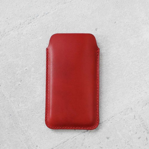 iPhone 玫瑰紅手工牛皮皮套