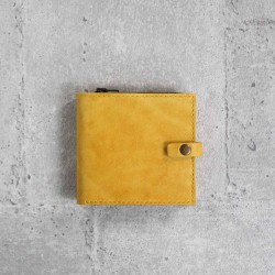 全手工柚黃色真牛皮皮夾