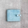 全手工淡灰藍色真牛皮皮夾