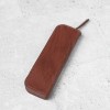 復古舊感深棕色硬挺立體植鞣真皮革筆袋