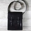 手工碳黑色植鞣牛皮側背包（大）