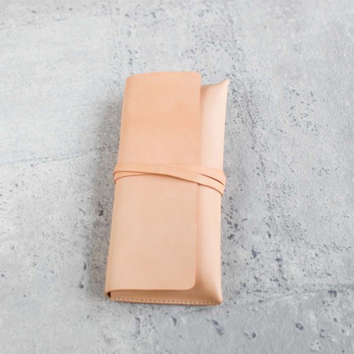 植鞣原色牛皮真皮大筆袋