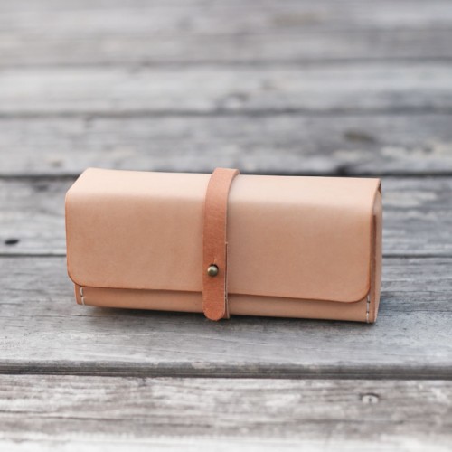 植鞣原色牛皮立體筆盒眼鏡盒