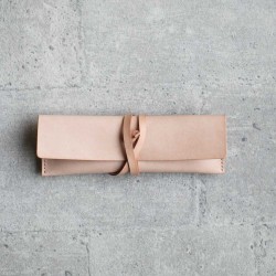 植鞣牛皮原色真皮筆袋