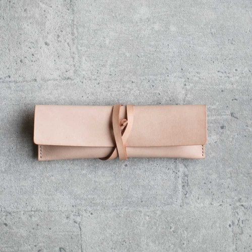 植鞣牛皮原色真皮筆袋