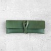植鞣牛皮草綠色筆袋