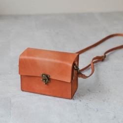 淡焦糖色牛皮真皮相機包 