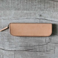 皮革原色硬挺立體植鞣真皮革筆袋