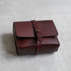 經典深酒紅色牛皮真皮相機包小物包