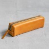 銘黃色立體植鞣真皮筆袋 (長款)