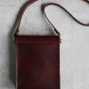 經典手工植鞣牛皮深咖啡色肩背側背包