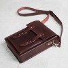 經典手工植鞣牛皮深咖啡色肩背側背包