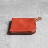 橘紅植鞣真牛皮手工零錢包皮夾