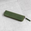 橄欖綠色硬挺立體植鞣真皮革筆袋