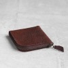 植鞣咖啡色牛皮零錢包皮夾