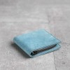 全手工淡灰藍色真牛皮皮夾
