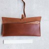 牛皮淡棕色真皮筆袋