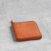 植鞣淡焦糖色皮革真牛皮零錢包皮夾