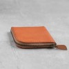植鞣淡焦糖色皮革真牛皮零錢包皮夾
