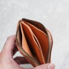 植鞣淡焦糖色皮革真牛皮零錢包皮夾