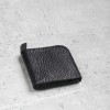 碳黑色立體紋真牛皮手工零錢包皮夾